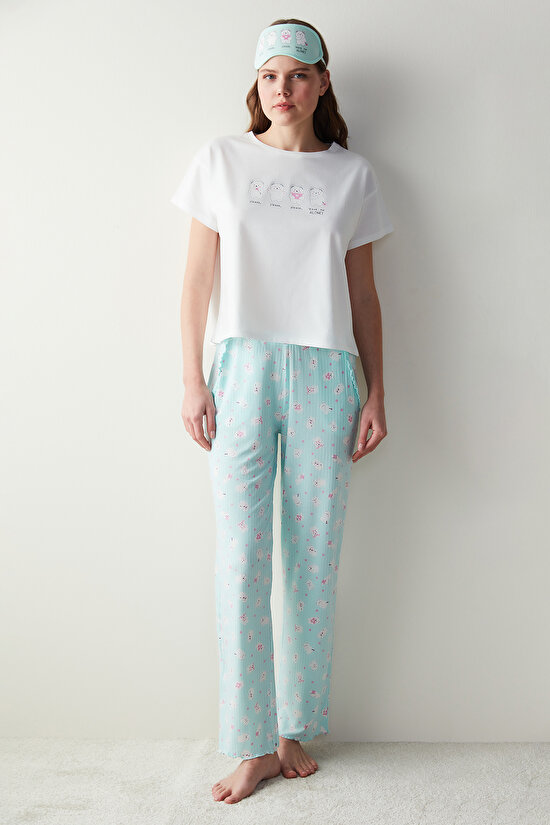 Printed Poplin Pajama Pants for Women