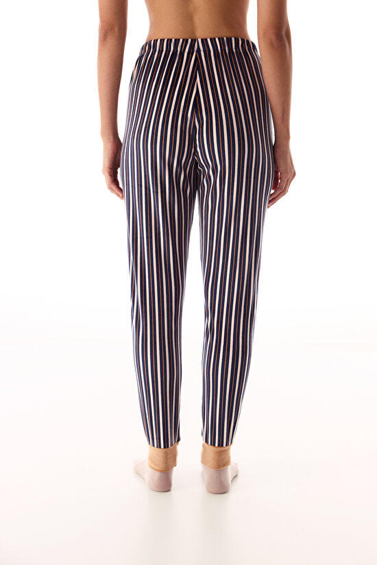 Navy Blue Striped Pajama Bottoms - 2