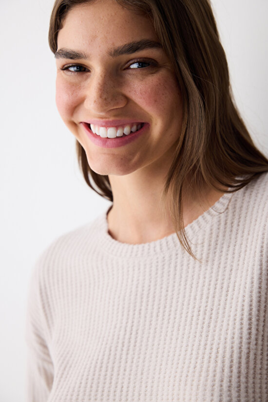 Alia Waffle Gri Pantolon Pijama Altı - 4