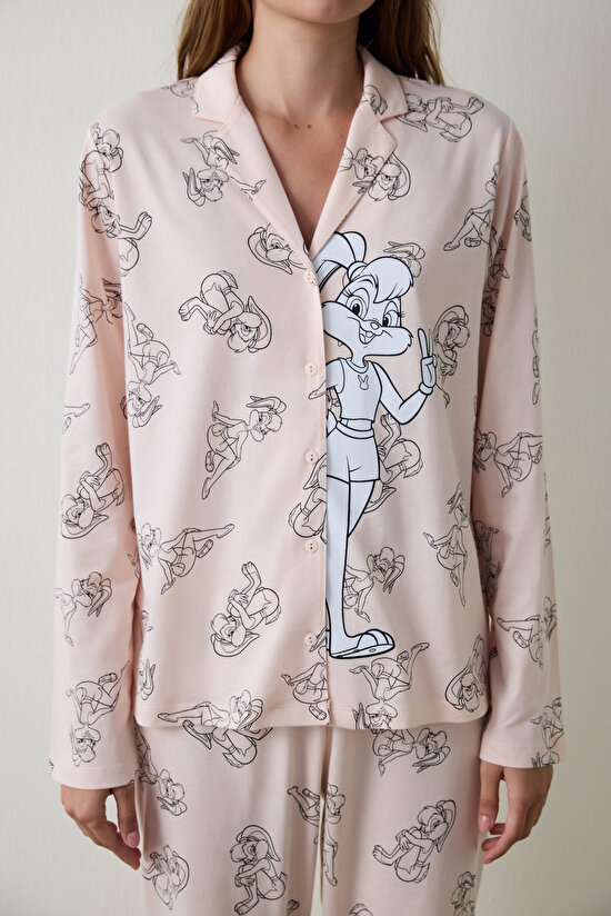 Light Pink Lola Bunny Shirt Collar Long Sleeve Pajama Set Light Pink Lola Bunny Shirt Collar Long Sleeve Pajama Set - 3