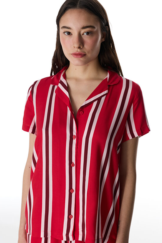 Kırmızı Fiona Gömlek Pantolon Pijama Takımı - 2