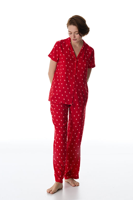 Red Tiny Hearts Shirt & Pants Pajama Set - 1