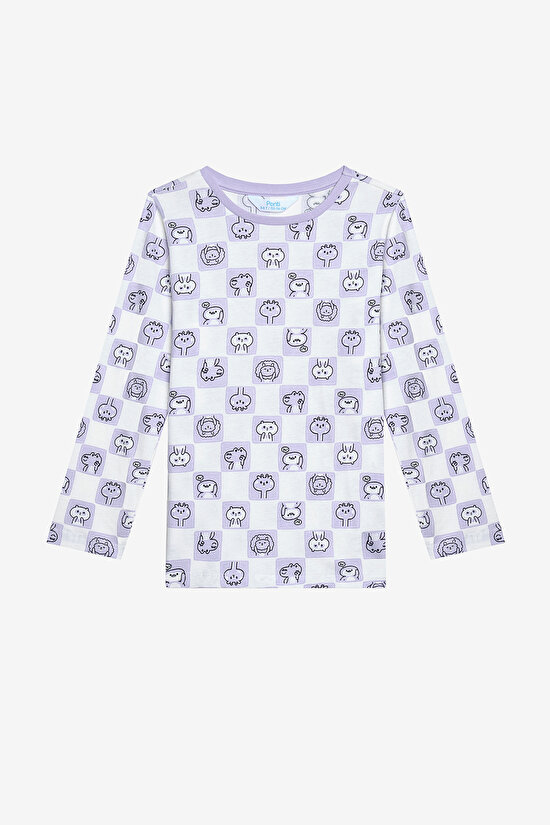 Pamuklu Kız Çocuk Caticorn 2li Çok Renkli Pijama Takımı - 3