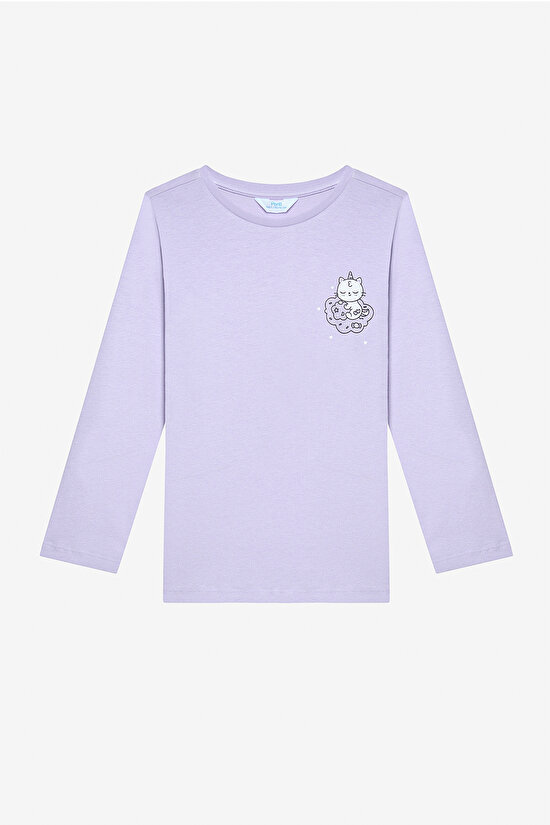 Pamuklu Kız Çocuk Caticorn 2li Çok Renkli Pijama Takımı - 6