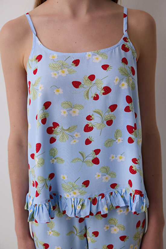 Strawberries Chally Light Blue Athlete PJ Top - 3