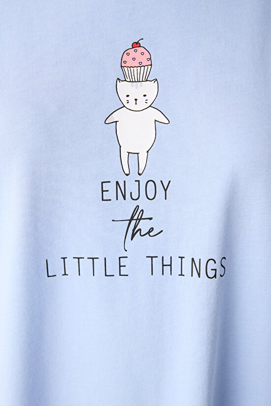 Pamuklu Joyful Elbise Açık Mavi Gecelik - 3