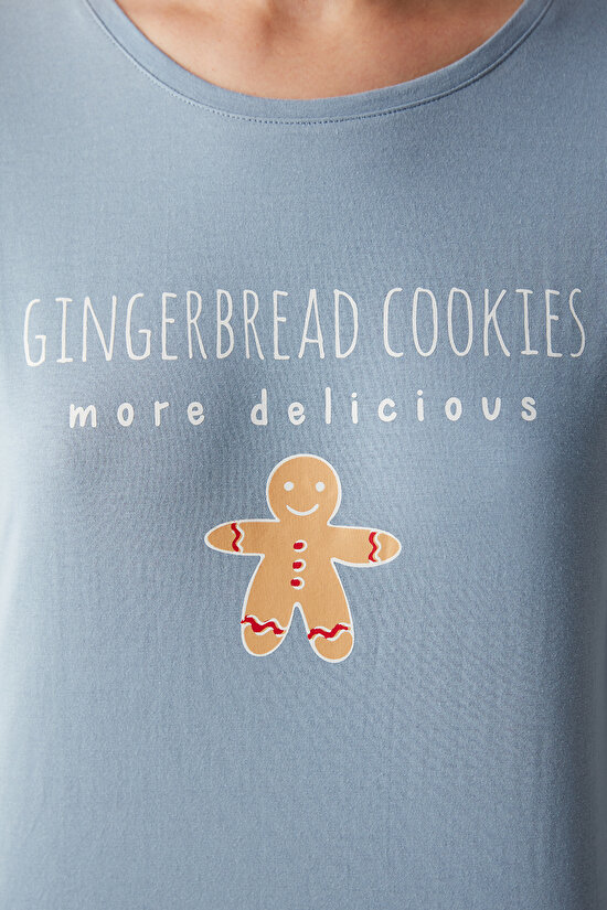 Gingerbread Uzun Kollu Pantolon Mavi Pijama Takımı - 3