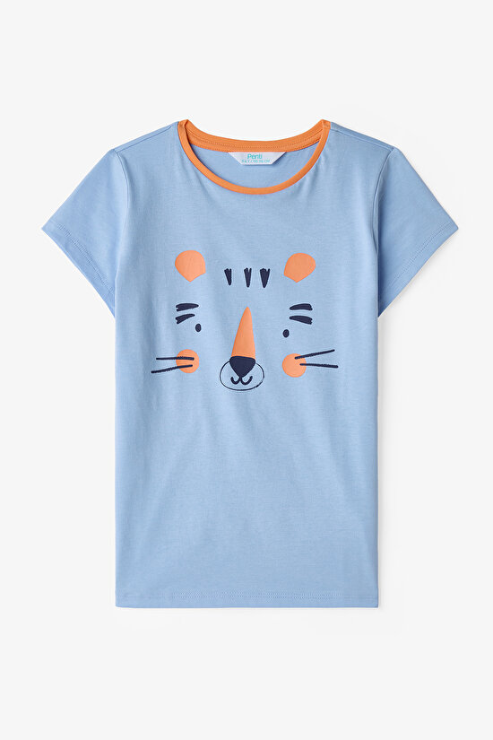 Mavi Erkek Çocuk Cute Tiger 2'li Pijama Takımı - 1