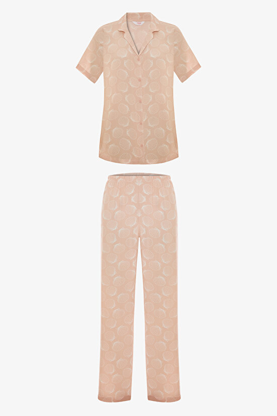 Çok Renkli Palepink Seashell Pantolon Pijama Takımı - 1
