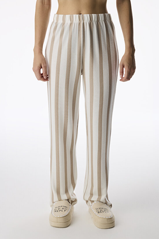 Beige Heart Breaker Striped Pyjama Bottoms