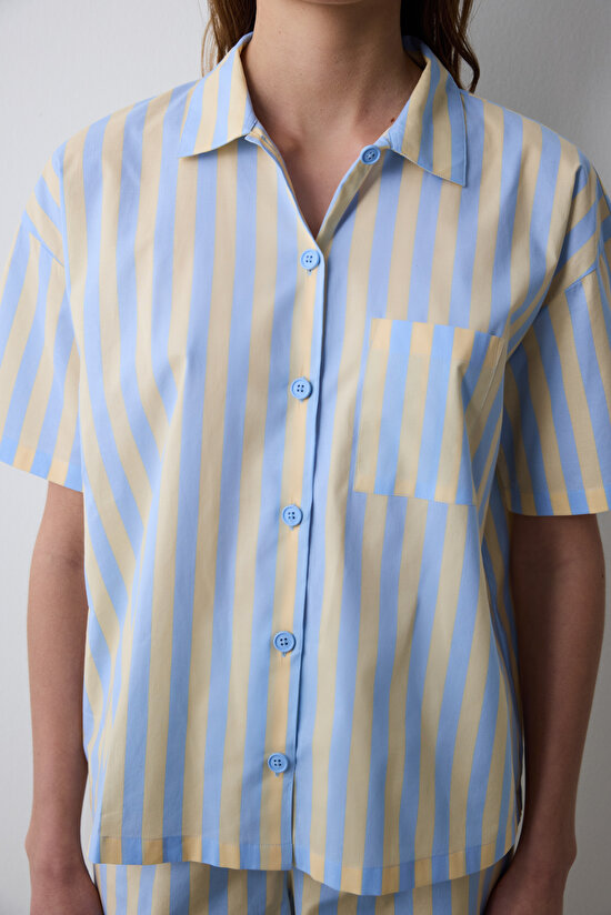 Mona Gömlek Şort Çok Renkli Pijama Takımı - 3