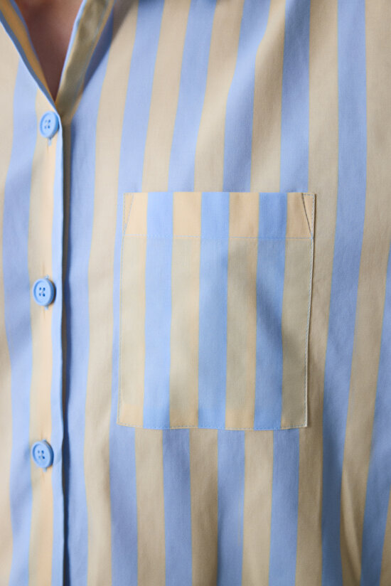 Mona Gömlek Şort Çok Renkli Pijama Takımı - 5