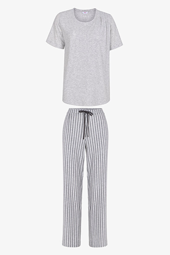 Light Gray Mama Cozy Day Pants Pajama Set - 1