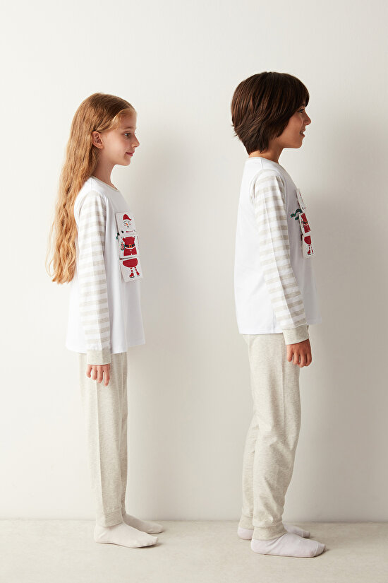 Unisex Çocuk Playful Beyaz Pijama Takımı - 3