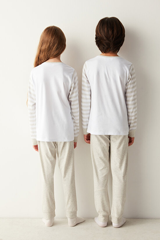 Unisex Çocuk Playful Beyaz Pijama Takımı - 6