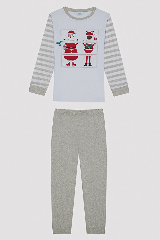 Unisex Çocuk Playful Beyaz Pijama Takımı - 7