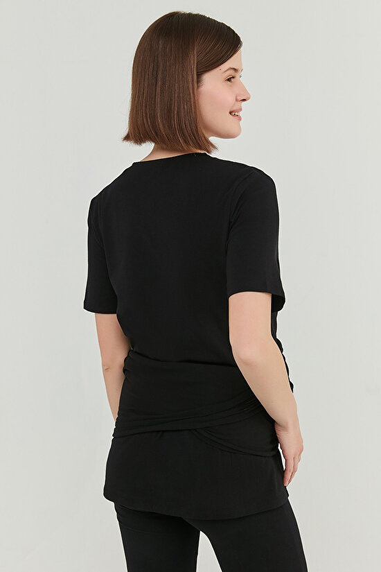 Black Hugger Tshirt PJ Top - 4