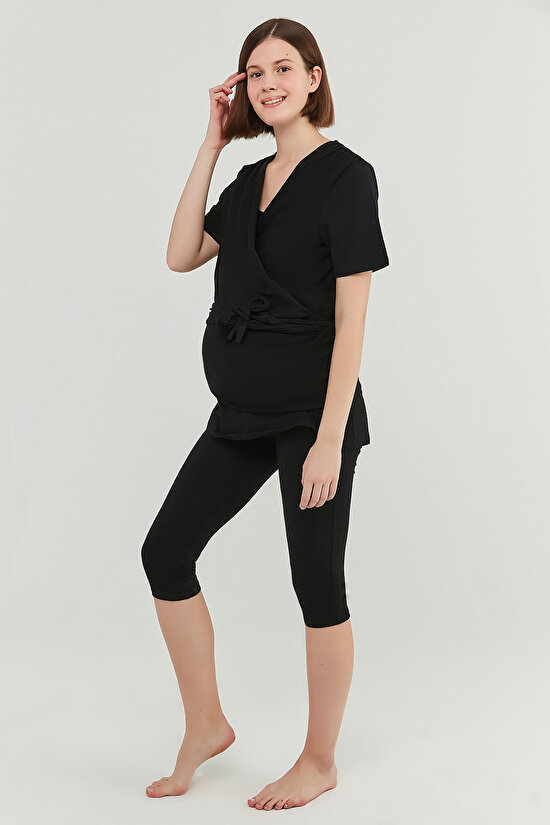 Black Hugger Tshirt PJ Top - 5