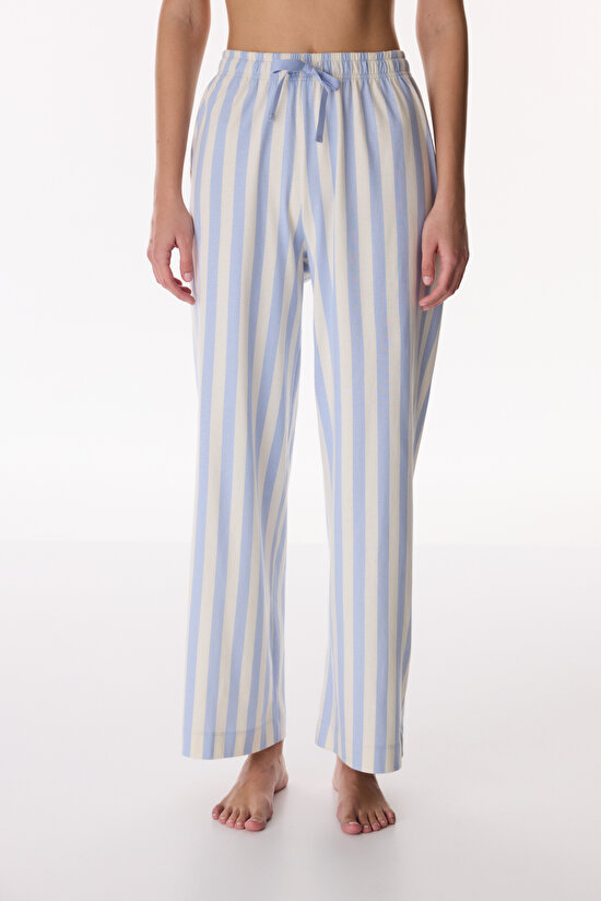 Blue Cozy Club Striped Pants Pajama Bottom - 1