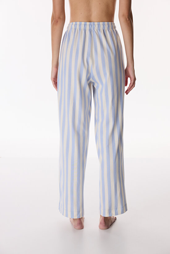 Blue Cozy Club Striped Pants Pajama Bottom - 2