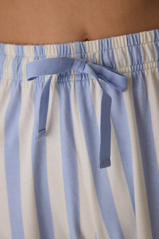 Blue Cozy Club Striped Pants Pajama Bottom - 3