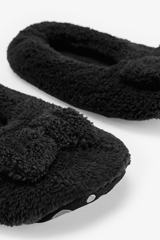 Black Softy Bow House Slippers - 3