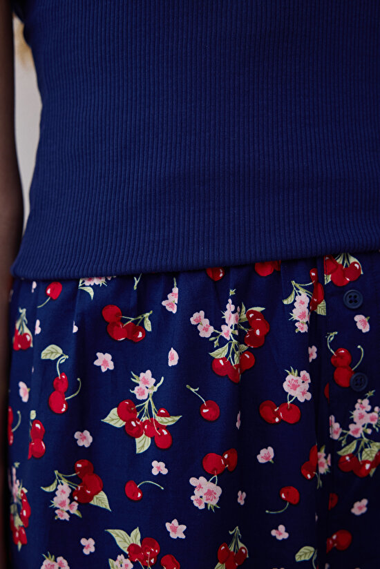 Cherries Pantolon Lacivert Pijama Takımı Cherries Pantolon Lacivert Pijama Takımı - 4