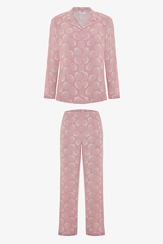 Çok Renkli Seashell Pantolon Pijama Takımı - 1