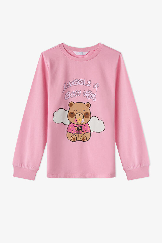 Girls' Pink Friendly Capy Long Sleeve 2 Pack Pyjama Set - 3