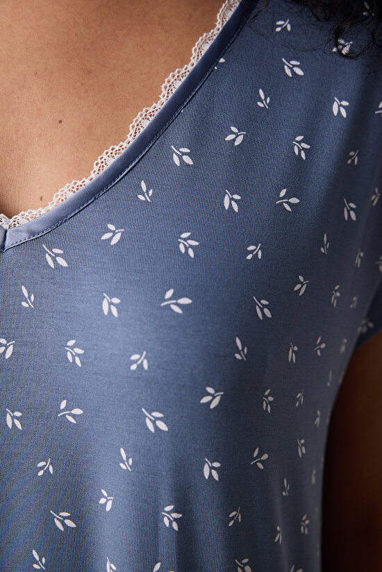 Alia Printed Gri Gecelik Alia Printed Gri Gecelik - 3