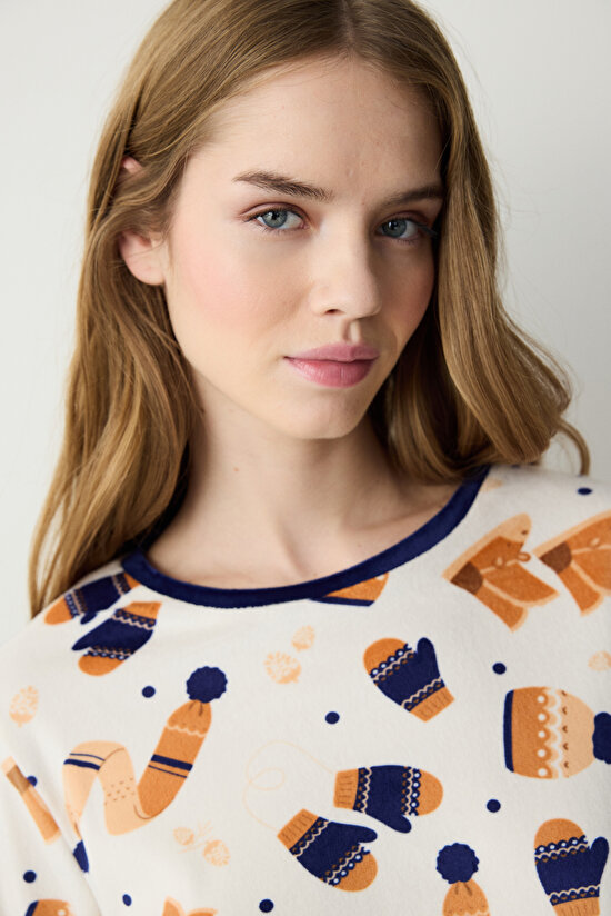 Winter Day Fuzzy Çok Renkli Sweatshirt Pijama Üstü - 3