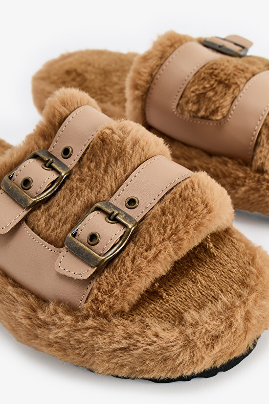 Light Beige Latte Belt Slippers - 3