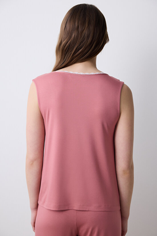 Mia Solid Gül Kurusu Atlet Pijama Üstü - 4