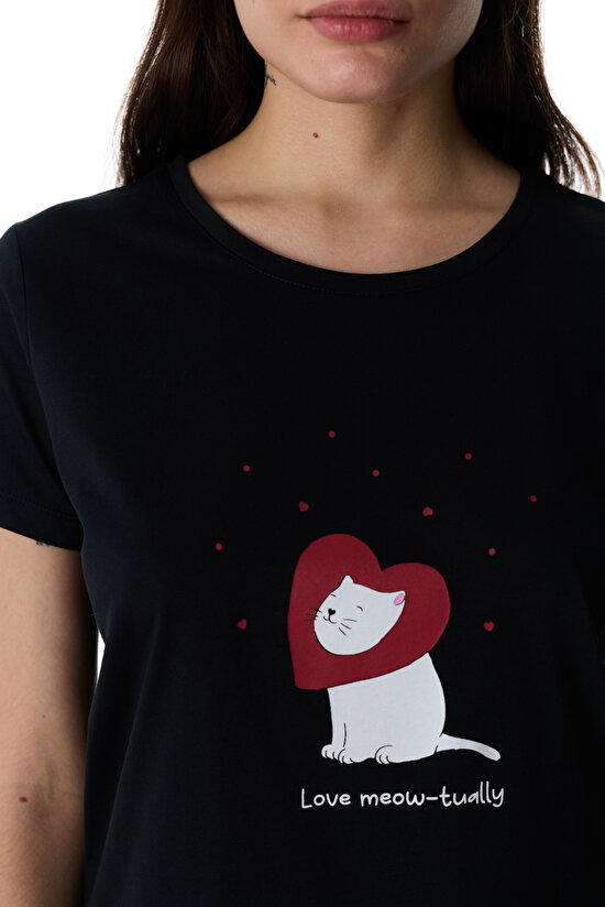 Black Meow-Tually Pants Pajama Set - 3