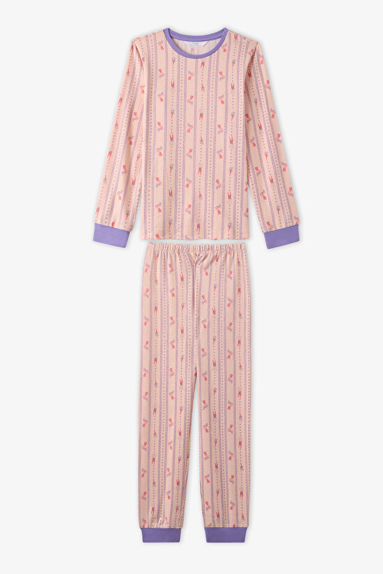 Kız Çocuk Açık Pembe Carrot Chase Uzun Kollu Pijama Takımı - 1