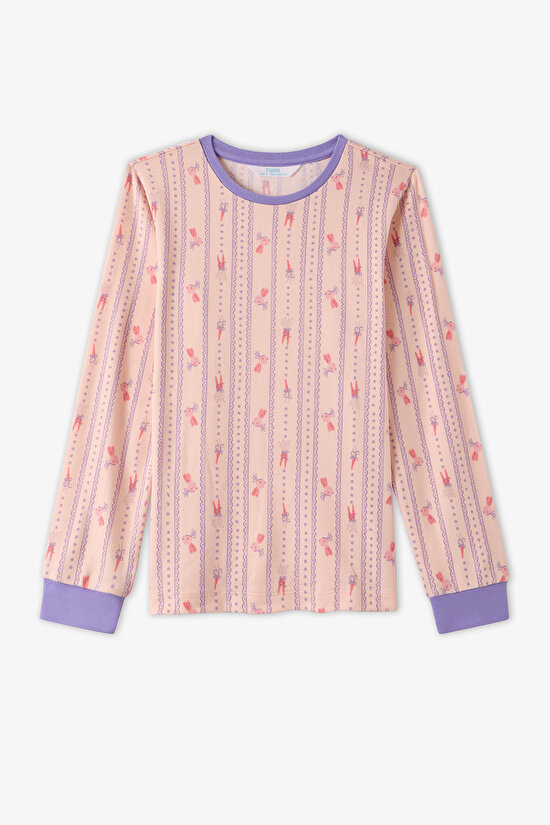 Kız Çocuk Açık Pembe Carrot Chase Uzun Kollu Pijama Takımı - 2