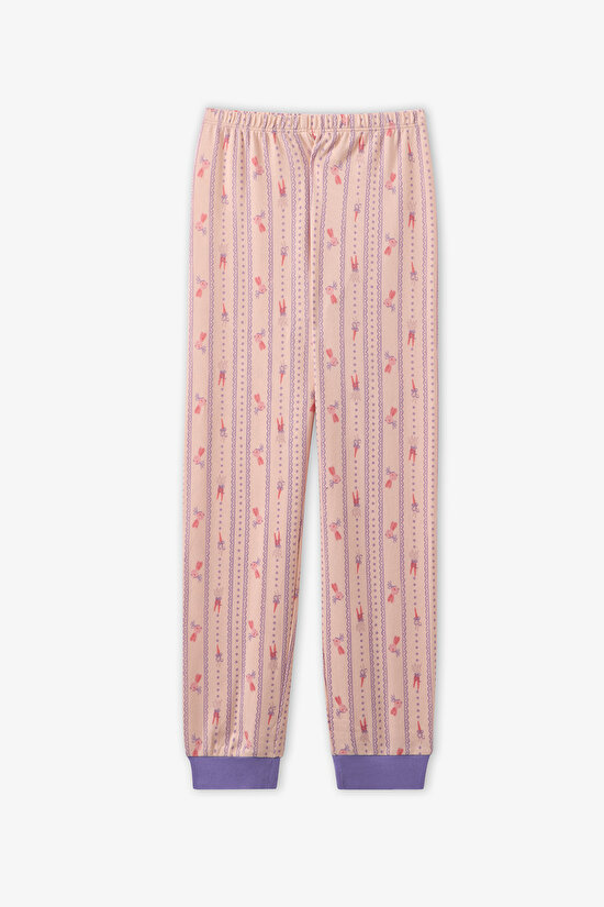 Kız Çocuk Açık Pembe Carrot Chase Uzun Kollu Pijama Takımı - 3