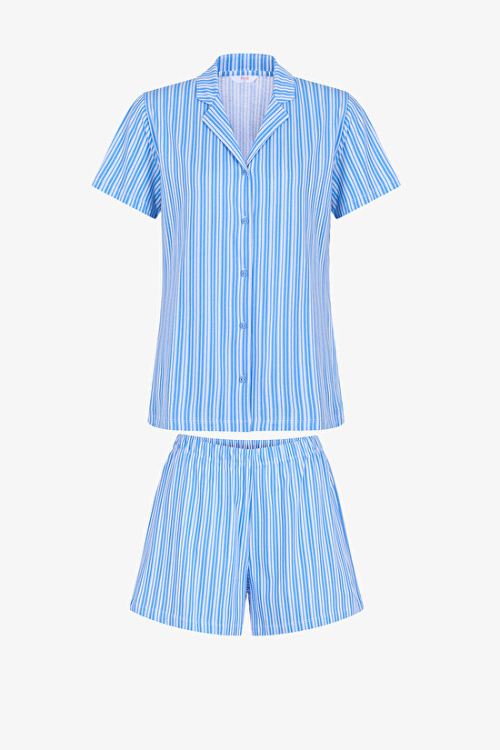 Blue Stripes Shirt PJ Set - 1
