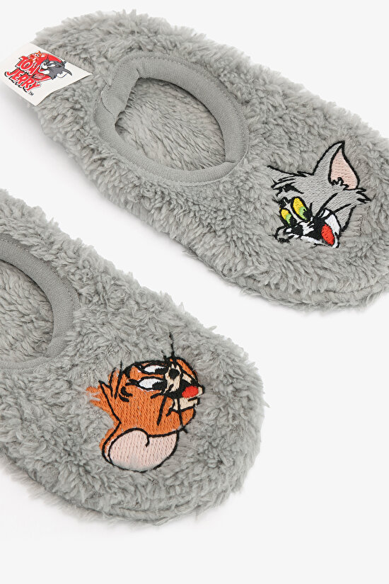 Gray Boys Tom & Jerry Non-Slip Sole House Slippers - 3