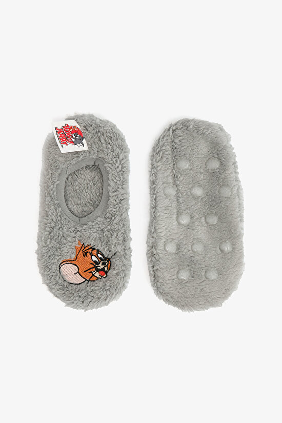 Gray Boys Tom & Jerry Non-Slip Sole House Slippers - 4