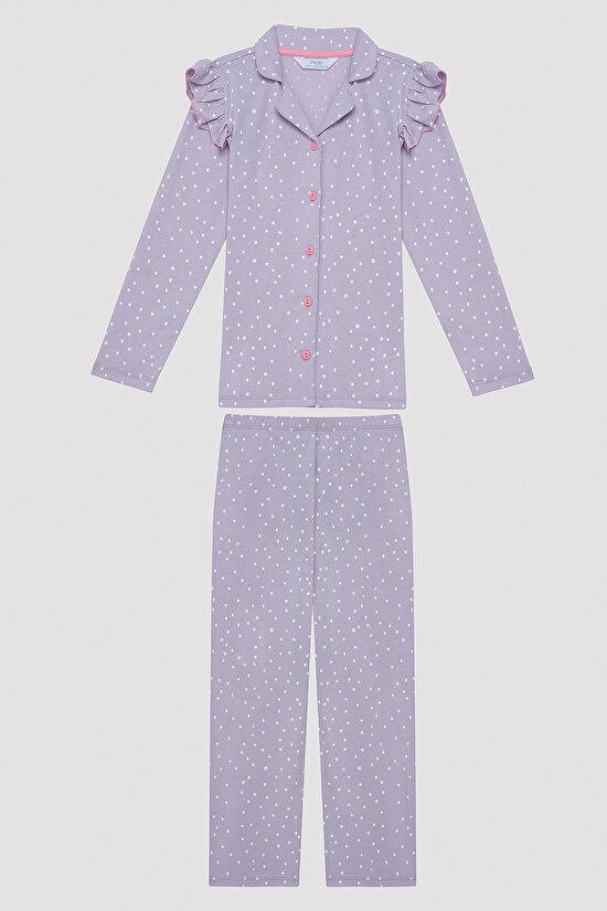 Kız Çocuk Dot Gömlek Pijama Takımı - 1