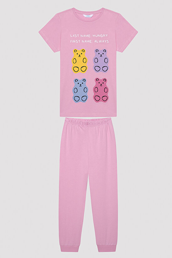 Kız Çocuk Jelly Bear Çok Renkli 2li Pijama Takımı - 2