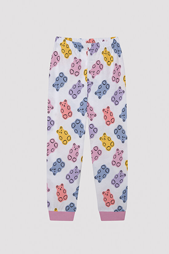 Kız Çocuk Jelly Bear Çok Renkli 2li Pijama Takımı - 7