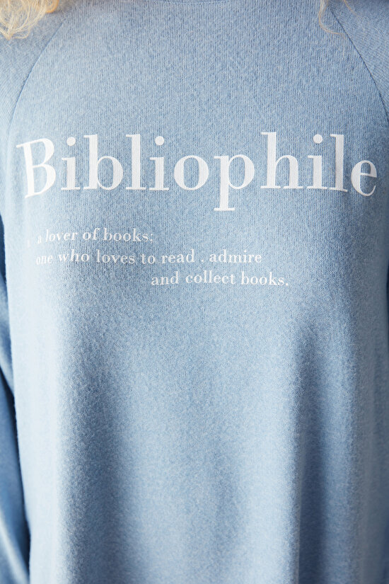Bibliophile Uzun Kollu Mavi Pijama Set - 4