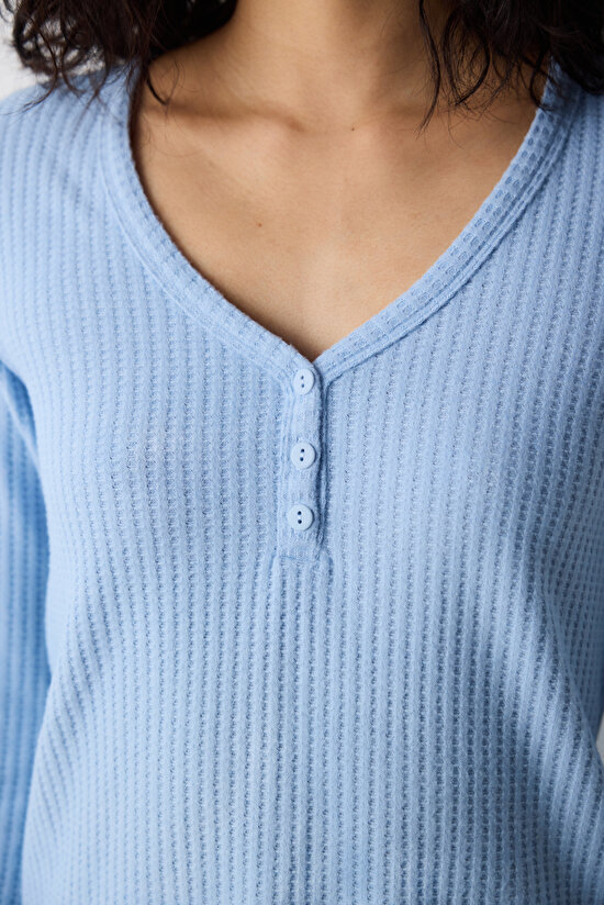 Blue Soft Açık Mavi Pantolon Pijama Takımı Blue Soft Açık Mavi Pantolon Pijama Takımı - 3
