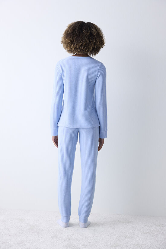 Blue Soft Açık Mavi Pantolon Pijama Takımı Blue Soft Açık Mavi Pantolon Pijama Takımı - 5