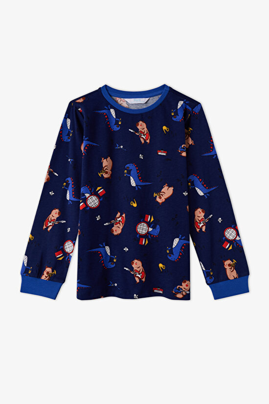 Erkek Çocuk Mavi Capy-Jam Session Pamuklu Uzun Kollu 2'li Pijama Takımı - 3