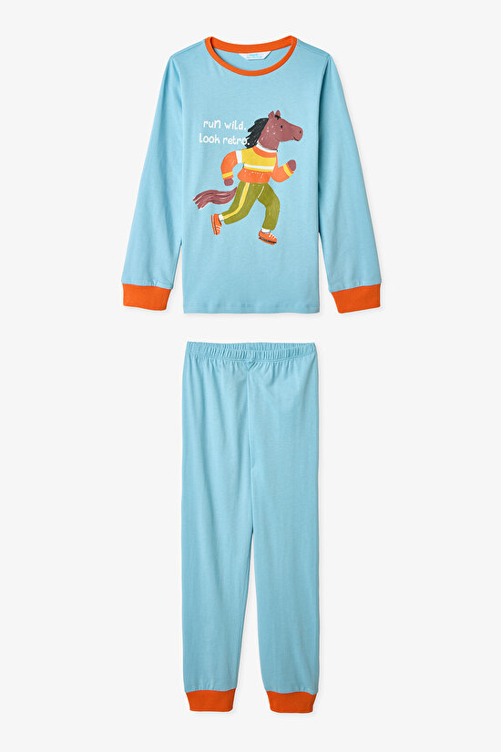Ekru Erkek Çocuk Look Retro 2'li Pijama Takımı - 2