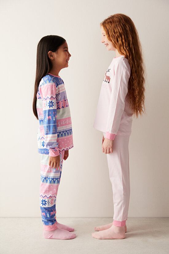 Kız Çocuk Kış Temalı Kahverengi 2li Pijama Takımı - 3