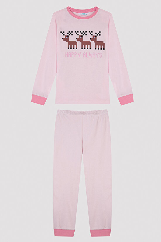 Kız Çocuk Kış Temalı Kahverengi 2li Pijama Takımı - 9